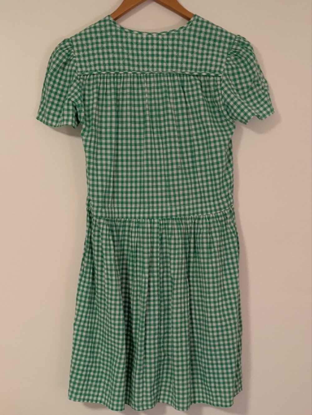 Christy Dawn Green & White Gingham Drawstring Dress - Picture 3 of 3